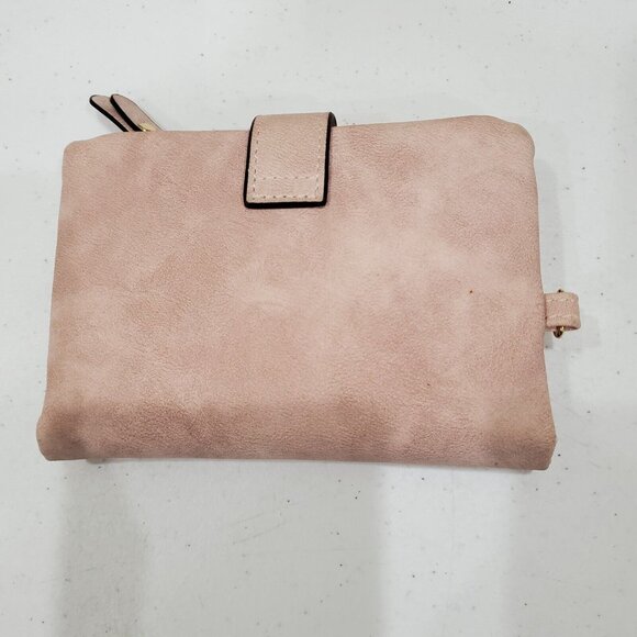 Small Handbag Pink Faux Leather Gold Tone Chain Crossbody Strap with Billfold - Picture 10 of 16